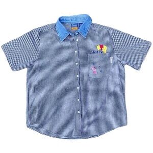 Pooh 2000s Disney Gingham Short Sleeve Button Up Shirt Women's Plus Sz (14w/16w)